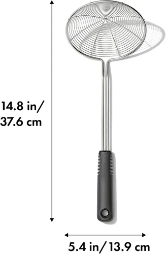 Miniatura 2 de OXO Good Grips Espátula de acero inoxidable con forma de araña y colador de espuma, negro