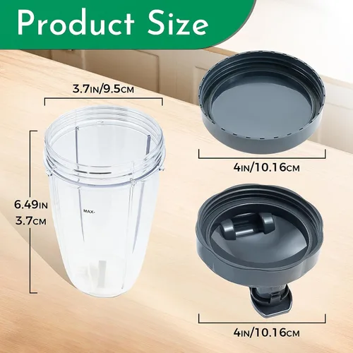 Miniatura 10 de Vasos de licuadora de repuesto para licuadora Nutribullet de 18 onzas con tapa, compatible con Nutribullet 600 W 900 W licuadora exprimidor