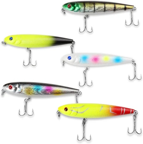 Miniatura 10 de Topwater - Señuelos para lápices de agua, señuelos duros flotantes para lubina, trucha, lucioperca, señuelos flotantes para lápices