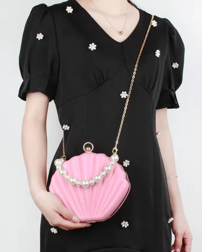 Miniatura 2 de Bolso de noche de concha de mar para mujer, bolso de hombro con correa de cadena de sirena, bolso de mano