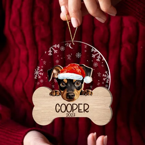 Miniatura 46 de Nazenti American Pit Bull Terrier Adorno de Navidad, adorno de perro fotográfico, adorno de perro personalizado, adornos de fotos de madera