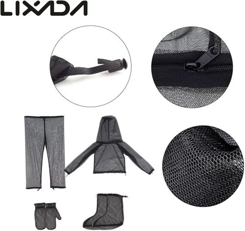 Miniatura 8 de LIXADA Conjunto de medias de malla para traje, chaqueta y pantalones, medias unisex ultrafina con bolsa de transporte para pesca, caza, camping