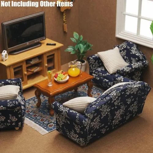 Miniatura 6 de Odoria 1/12 Silla en miniatura Sillón Casa de muñecas Muebles Accesorios, Azul Oscuro