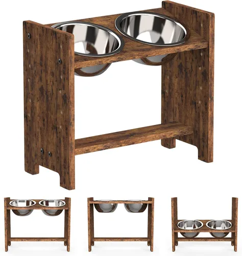 Miniatura 16 de Vantic Cuencos elevados para perros, soporte elevado ajustable para cachorros y gatos pequeños, alimentador de alimentos de bambú resistente