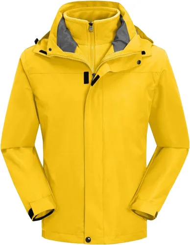 Miniatura 7 de Chaqueta de esquí 3 en 1 para hombre, impermeable, abrigo de nieve de invierno, resistente al viento, con capucha con forro polar cálido
