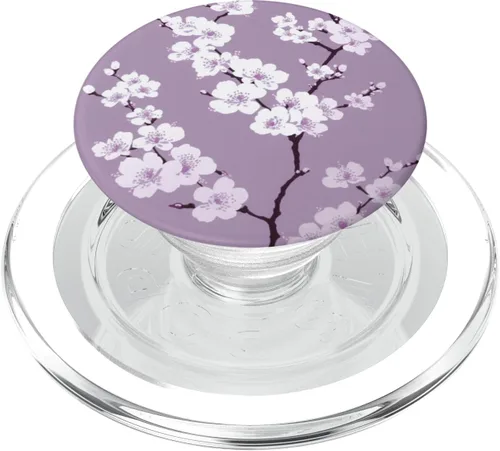 Miniatura 8 de Flores de cerezo de flor blanca en PopSockets morados intercambiables PopGrip
