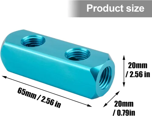 Miniatura 2 de Colector de aire, Colector de compresor de aire de 2 vías y 5 puertos, Divisor de bloque de colector en línea de manguera de aire de aluminio