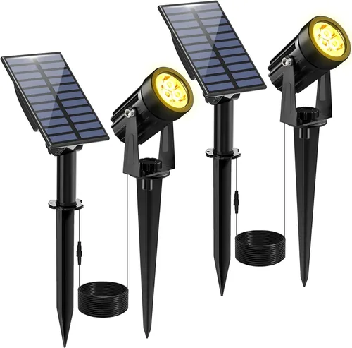 Miniatura 16 de Luces solares para exterior, focos de paisaje IP65 impermeables con cable de 3m, luces de pared para exterior con encendido y apagado automático