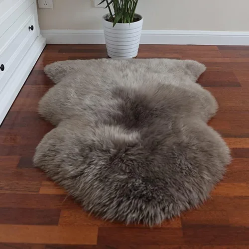 Miniatura 18 de HUAHOO Alfombra de oveja auténtica de alta calidad, piel de oveja australiana, esponjosa, de lujo, natural, de piel de cordero esponjosa
