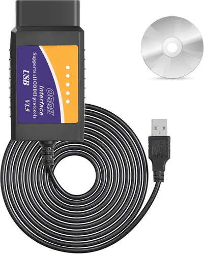 CERRXIAN ELM327 OBD2 Adaptador USB OBD2 a USB Adaptador de escáner OBDII Cable de diagnóstico OBDii Escáner Lector de Código Auto Auto Herramienta