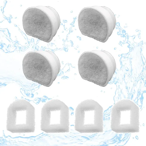 Miniatura 6 de Paquete de 16 filtros de repuesto para fuente de mascotas, 8 filtros de carbono y 8 prefiltros de espuma de repuesto compatibles con múltiples