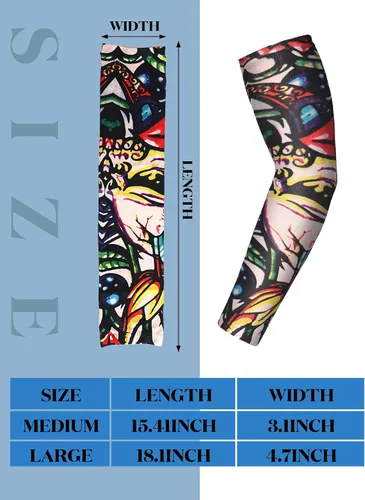 Miniatura 3 de Boao 20 piezas de mangas de brazo de enfriamiento para hombre, manga larga sin dedos, antideslizante, protección UV, mangas temporales para tatuajes
