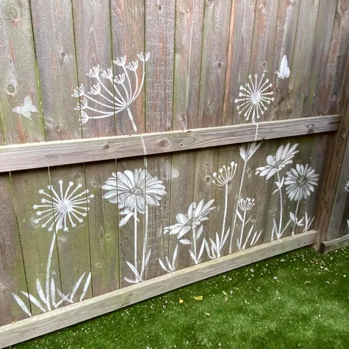 Miniatura 8 de Plantillas de flores grandes para cerca, plantilla de diente de león, plantillas florales para paredes exteriores de valla de madera, telas