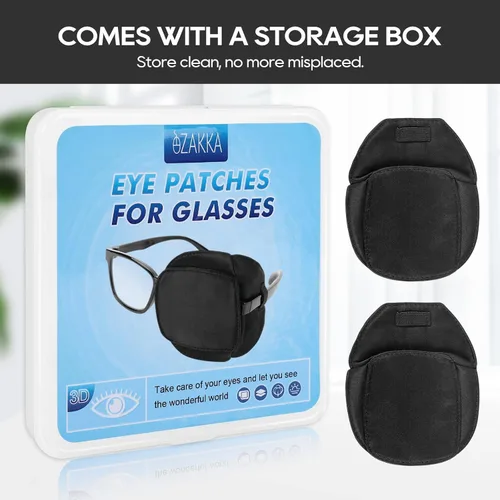 Miniatura 6 de eZAKKA Parches para ojos para adultos y niños, para ojo izquierdo y derecho, 2 piezas de parches médicos para anteojos de seda para ojos perezosos