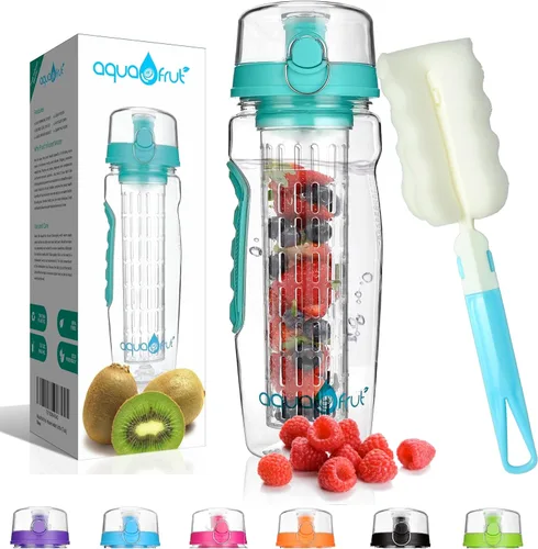 Miniatura 11 de AquaFrut - Botella de agua con infusor de frutas de 32 onzas, sin BPA, botella deportiva de infusión de frutas, tapa abatible con boquilla