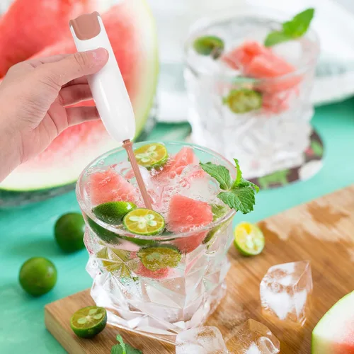 Miniatura 8 de Mini batidora de mano eléctrica con mango extendido para leche en polvo y bebidas Diseño desmontable para una fácil limpieza Herramienta de mezcla