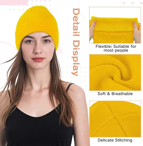 Miniatura 51 de American Trends Gorro para hombre y mujer, gorro de punto suave y lindo con diseño de calavera