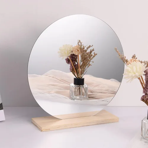 Miniatura 5 de Espejo redondo de vidrio de 8 pulgadas, espejo circular montado en la pared para baño, sala de estar, decoración del hogar, pequeños platos redondos