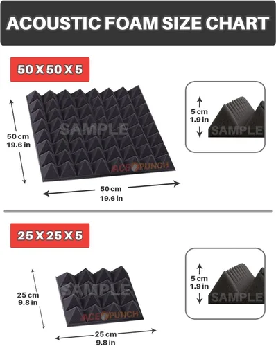 Miniatura 2 de ACE Punch 8 Pack Pirámide Espuma acústica Panel de bricolaje Design Studio Insonorización Azulejos de pared Aislamiento Acústico con pestañas