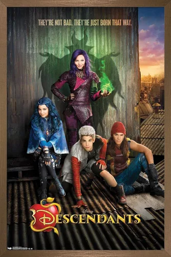 Miniatura 16 de Disney Descendants - Póster de pared de Key Art, 22.4 pulgadas de largo x 14.7 pulgadas de ancho, versión enmarcada de madera de granero