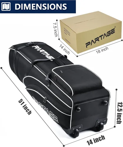Miniatura 6 de Partage Bolsa de viaje de golf con ruedas, estuche de viaje de golf para aerolíneas, Oxford resistente 900D - Negro