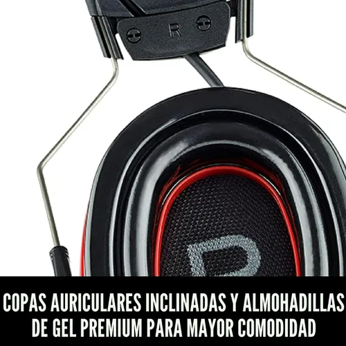 Miniatura 8 de 3M Pro-Protect + Cojines de Gel - Protector auditivo electrónico, clasificación de reducción de ruido (NRR) de 26 dB, orejeras Bluetooth, altavoces