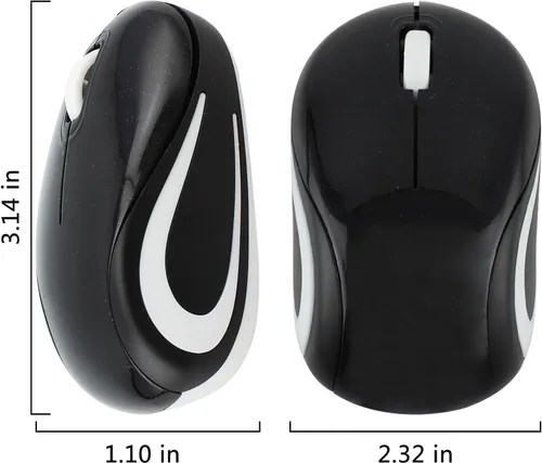 Miniatura 7 de Mini mouse inalámbrico para computadora, tamaño pequeño, portátil, compacto de viaje, USB óptico de 3 botones, 1000 DPI, mouse inalámbrico para Negro