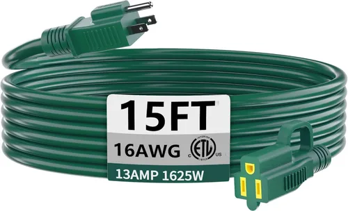Miniatura 78 de HUANCHAIN Cable de extensión para interiores y exteriores, 50 pies, impermeable, calibre 16/3, flexible, resistente, cable de extensión para Amarillo