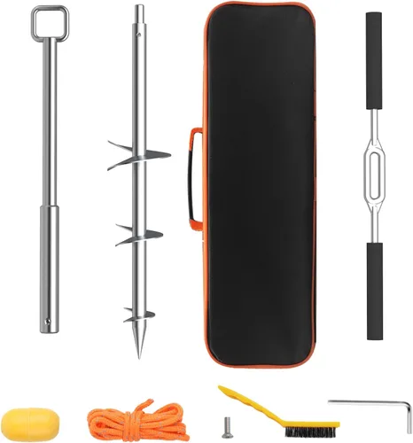 Miniatura 9 de Anclaje de arena para barco, 34 pulgadas/46 pulgadas, anclajes de arena PWC de acero inoxidable 316, ideales para pontón, kayak jet ski se mantiene