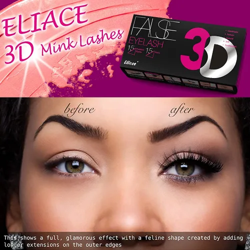 Miniatura 3 de Eliace Pestañas de visón 3D de aspecto natural, 15 estilos mixtos, 15 pares de pestañas postizas, paquete a granel, hechas a granel, hechas a mano
