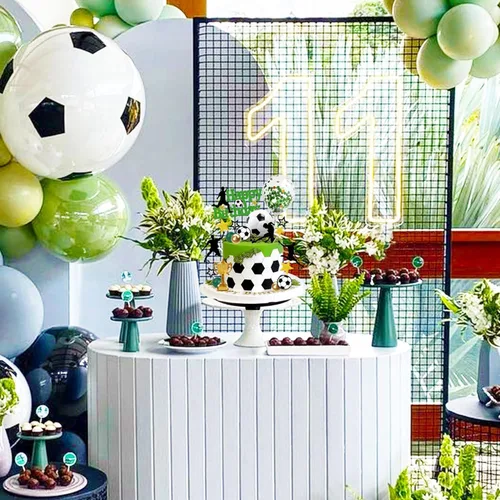 Miniatura 7 de 31 piezas de decoración de pastel de fútbol jugador de pelota de fútbol decoración para fútbol fútbol temática cumpleaños (negro)