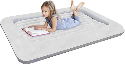 Colchón de aire para niños: colchón de aire portátil rápido para niños, cama inflable portátil de viaje, superficie con felpa suave y cómoda, ideal