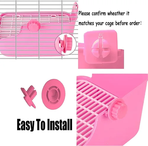 Miniatura 5 de PINVNBY Caja de arena de conejo para jaula de conejo, caja de ropa de cama de esquina para animales pequeños, bandeja colgante para mascotas, jaula