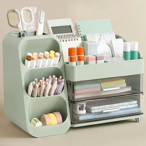 Miniatura 13 de HBlife Desk Organizer with Pen Pencil Holder for Desk, Pen Organizer with 2 Drawers, Desk Organizers and Accessories with 4 Compartments, Desktop