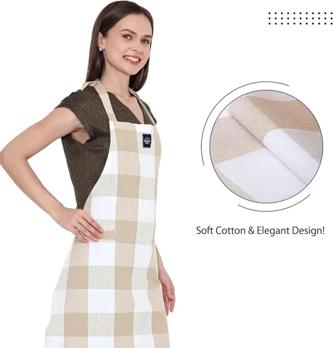 Miniatura 6 de Encasa XO Delantales de cocina de algodón para mujeres y hombres con bolsillo y bucle para toalla, correa ajustable para cuello y espalda