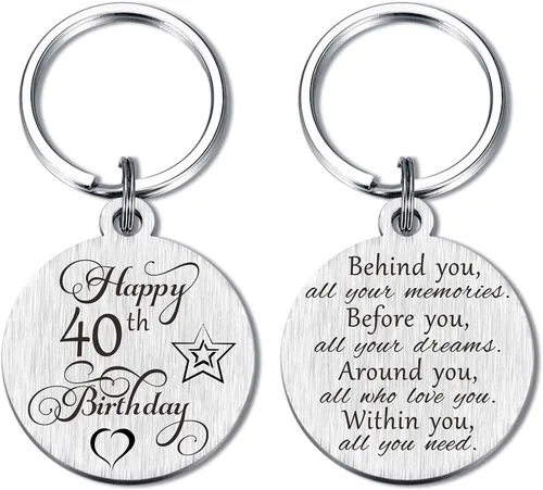 Laluminter Llavero de regalo de feliz cumpleaños, regalos para niñas, mujeres, niños, hombres, grabado de doble cara
