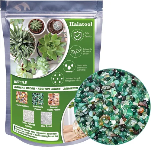 Halatool Grava verde de acuario de 1 libra para pecera de 0.35 a 0.6 pulgadas, guijarros de paisajismo para decoración del hogar, piedras pulidas