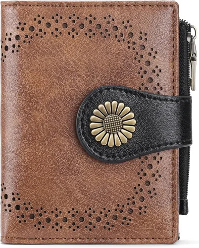 Miniatura 13 de SENDEFN - Carteras pequeñas para mujer, cartera compacta con bloqueo RFID, de cuero, plegable, con bolsillo para monedas y cierre, A-baby Azul