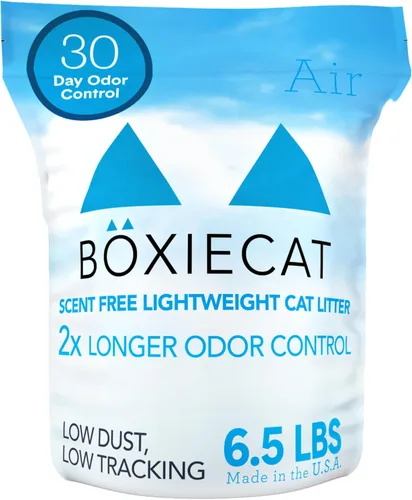 Boxie® - Arena para gatos sin perfume para control de olores natural de 30 días, 6.5 libras, arena ligera a base de plantas para gatos