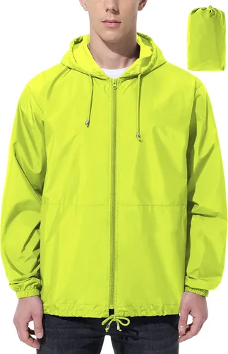 Miniatura 10 de Chaqueta de lluvia impermeable para hombre, rompevientos para correr, resistente al agua, ligera, plegable, con capucha, viajes, senderismo, ciclismo