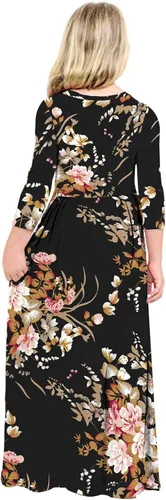 Miniatura 25 de 21KIDS Vestido largo floral de manga larga 3/4 con bolsillos para niñas de 6 a 12 años