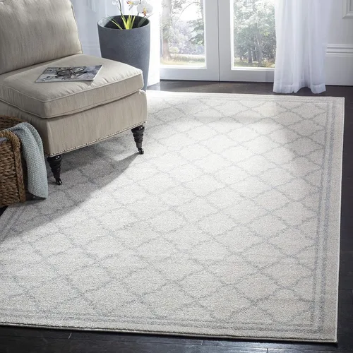 Miniatura 17 de Safavieh Amherst Collection AMT422B - Alfombra para interiores y exteriores, color gris claro y beige Azul marino/beige