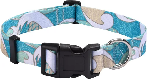 Miniatura 36 de Mihqy - Collar de perro, patrones geométricos florales, tribales, bohemios, collar de estilo étnico, suave y ajustable, para perros pequeños, Pink