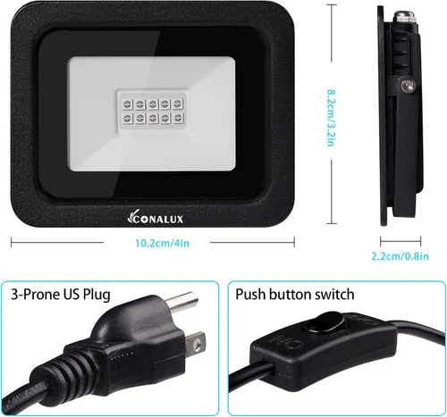 Miniatura 3 de Luz negra LED de 395 nm de 10 W con enchufe e interruptor estándar de EE. UU., cable de alimentación de 4.9 pies, luz negra impermeable IP66 se