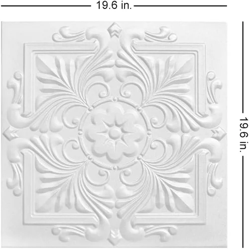 Miniatura 2 de À LA MAISON CEILINGS R14 - Azulejo victoriano de espuma para techo (384 pies cuadrados/caja), paquete de 144, color blanco liso blanco simple