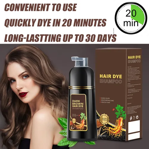 Miniatura 2 de Champú de tinte para el cabello 3 en 1, champú con ingredientes herbarios, tinte para cabello negro para mujeres y hombres, champú de cobertura
