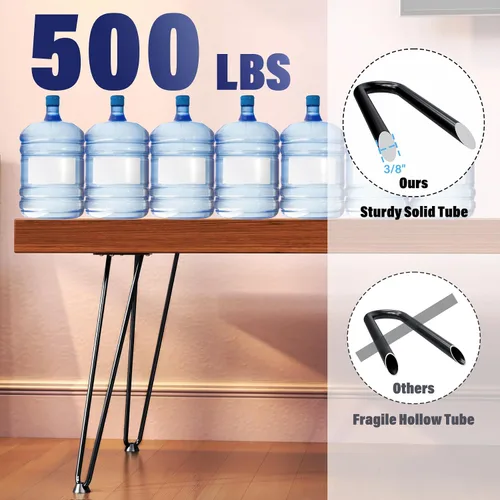Miniatura 3 de Tengchang barras de metal sólido con acabado horneado estilo horquilla para utilizar como patas de mesa, banco, silla, etc, color negro de 8" 12