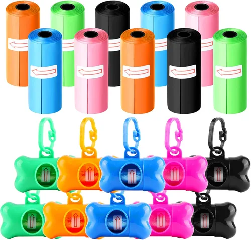 Miniatura 8 de Arroyner Paquete de 10 dispensadores de bolsas de excremento en forma de hueso, dispensador de bolsas de eliminación de residuos de mascotas