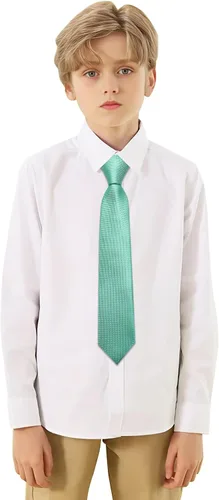 Miniatura 203 de Barry.Wang Corbata de niño regular seda tejida rayas sólido lazo bolsillo cuadrado