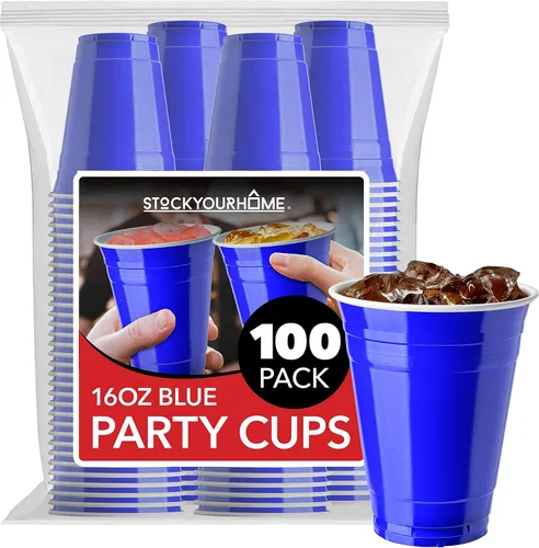 Miniatura 9 de Stock Your Home Vasos de plástico negros desechables, 16 onzas (100 unidades) resistentes, paquete de vasos grandes para fiesta, paquete a granel